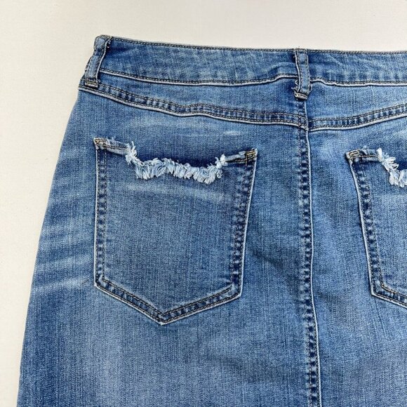 Rewash Brand Womens Vintage Reunion Jean Skirt Blue Mini Distressed Juniors 11 - Picture 7 of 10